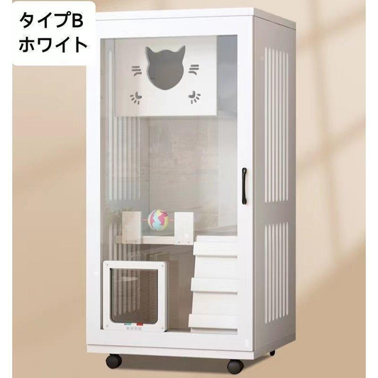 猫 ケージ キャットケージ 2段 木製フレーム 保護 脱走防止 多頭飼い スチール ペットケージ 広々 大型 猫ゲージ 高級感 キャットハウス ネコ ハウス 留守番