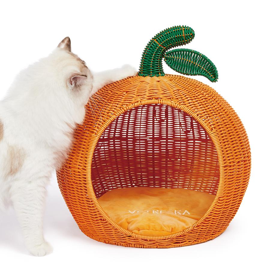 ＶＥＴＲＥＳＫＡ　オレンジ型　ラタンペットベット　猫　ベッド