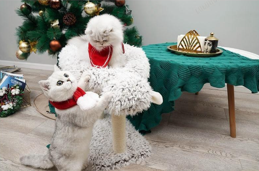 猫ハウス 猫用 猫ベッド 冬 室内用 猫タワー 可愛いデザイン 爪とぎ機能 保温防寒 ふわふわ 猫ベッド 羊 スクラッチャ両用 クリスマ ハンモック キャットタワー