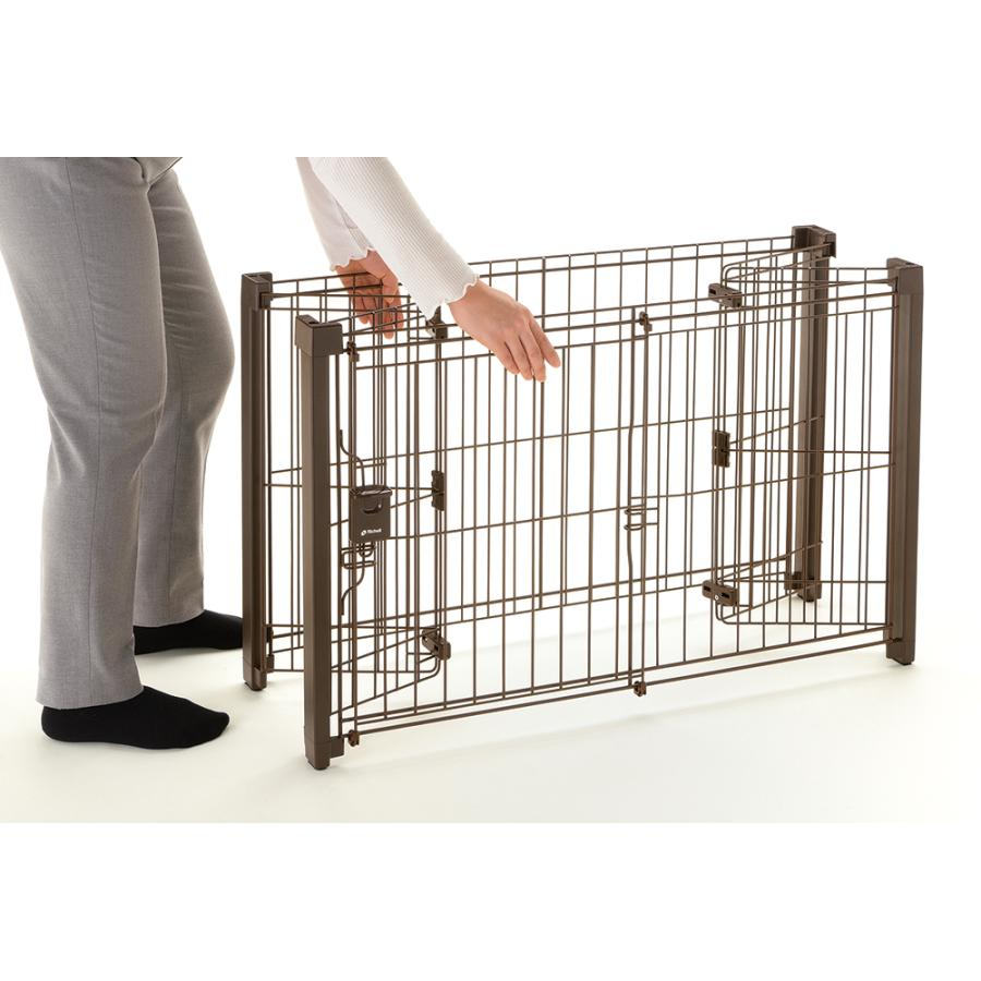 リッチェル　折りたたみアルミサークル　９０ー６０　ブラウン　１８０サイズ